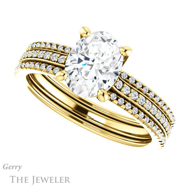 Oval Shaped Forever One Moissanite Engagement Ring #GTJ1004-oval-fo-y
