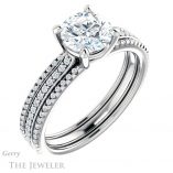 Round Cut Forever One Moissanite Engagement Ring #GTJ1004-round-fo-w