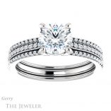Round Cut Forever One Moissanite Engagement Ring #GTJ1004-round-fo-w