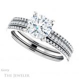 Round Cut Forever One Moissanite Engagement Ring #GTJ1004-round-fo-w