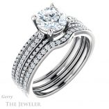 Round Cut Forever One Moissanite Engagement Ring #GTJ1004-round-fo-w