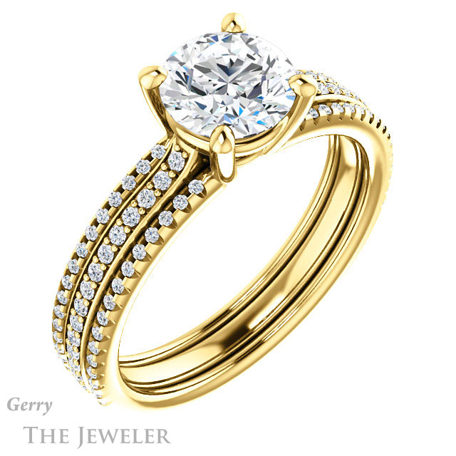 Round Cut Forever One Moissanite Engagement Ring #GTJ1004-round-fo-y 4 Round Cut Forever One Moissanite Engagement Ring #GTJ1004-round-fo-y