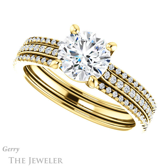 Round Cut Forever One Moissanite Engagement Ring #GTJ1004-round-fo-y 5 Round Cut Forever One Moissanite Engagement Ring #GTJ1004-round-fo-y