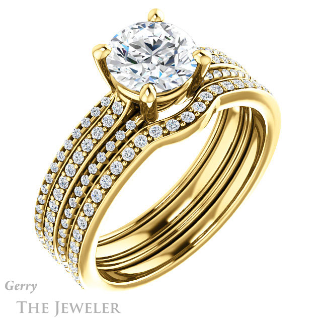 Round Cut Forever One Moissanite Engagement Ring #GTJ1004-round-fo-y 6 Round Cut Forever One Moissanite Engagement Ring #GTJ1004-round-fo-y
