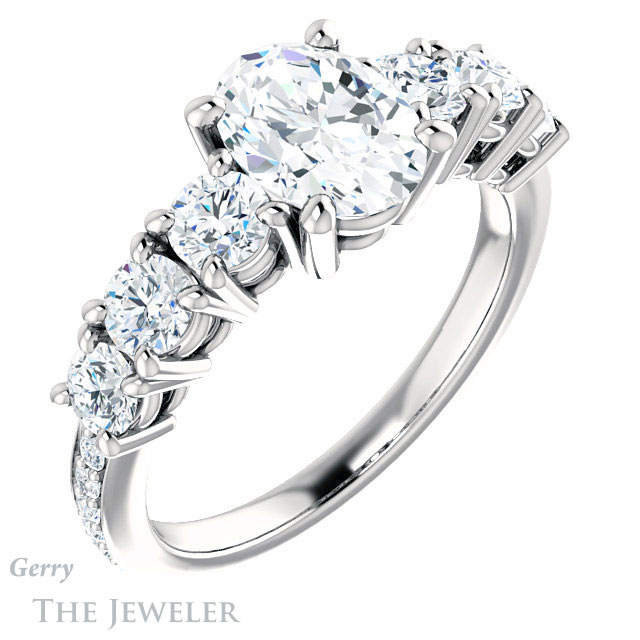 Oval Shaped Forever One Moissanite Engagement Ring #GTJ1005-oval-fo-w | Gerry The Jeweler Oval Shaped Forever One Moissanite Engagement Ring #GTJ1005-oval-fo-w