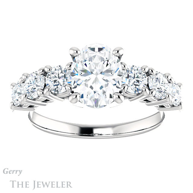 Oval Shaped Forever One Moissanite Engagement Ring #GTJ1005-oval-fo-w | Gerry The Jeweler Oval Shaped Forever One Moissanite Engagement Ring #GTJ1005-oval-fo-w
