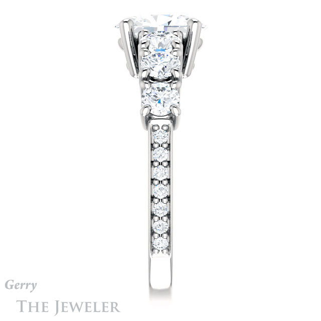 Oval Shaped Forever One Moissanite Engagement Ring #GTJ1005-oval-fo-w | Gerry The Jeweler Oval Shaped Forever One Moissanite Engagement Ring #GTJ1005-oval-fo-w