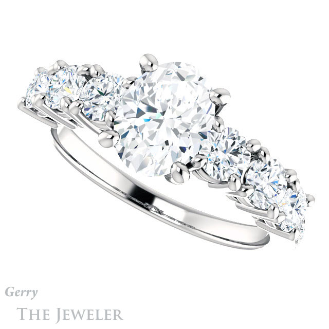 Oval Shaped Forever One Moissanite Engagement Ring #GTJ1005-oval-fo-w | Gerry The Jeweler Oval Shaped Forever One Moissanite Engagement Ring #GTJ1005-oval-fo-w