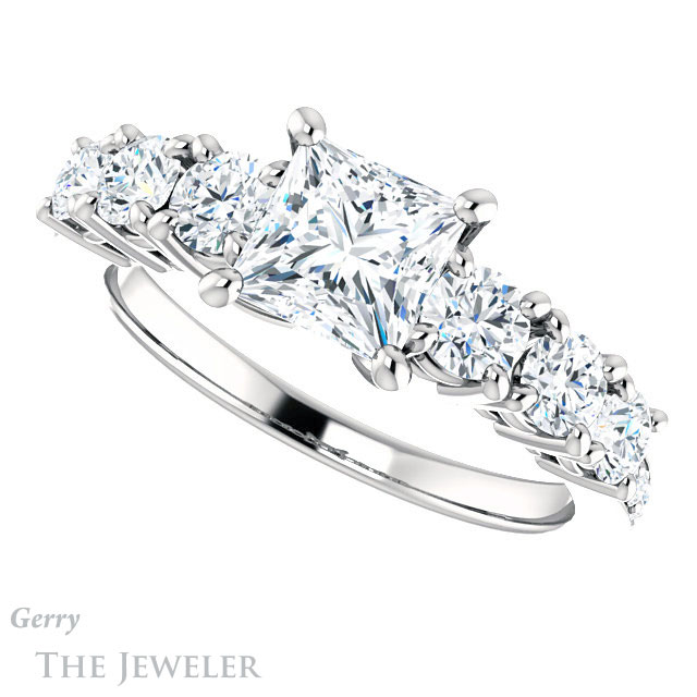 Princess Cut Forever One Moissanite Engagement Ring #GTJ1005-square-fo-w | Gerry The Jeweler Princess Cut Forever One Moissanite Engagement Ring #GTJ1005-square-fo-w
