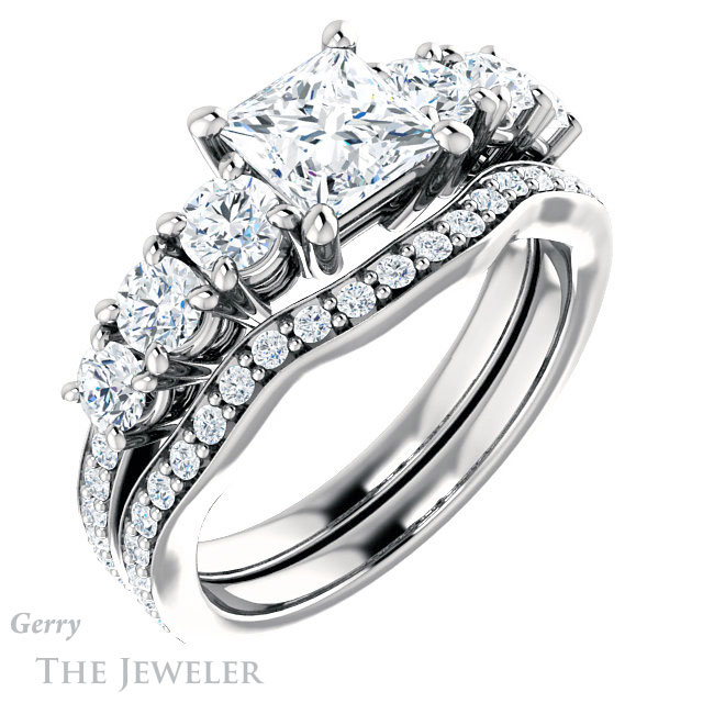 Princess Cut Forever One Moissanite Engagement Ring #GTJ1005-square-fo-w | Gerry The Jeweler Princess Cut Forever One Moissanite Engagement Ring #GTJ1005-square-fo-w