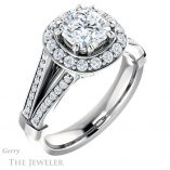 Cushion Cut Forever One Moissanite Engagement Ring #GTJ1006-cushion-fo-w 4 Cushion Cut Forever One Moissanite Engagement Ring #GTJ1006-cushion-fo-w