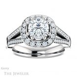 Cushion Cut Forever One Moissanite Engagement Ring #GTJ1006-cushion-fo-w 1 Cushion Cut Forever One Moissanite Engagement Ring #GTJ1006-cushion-fo-w