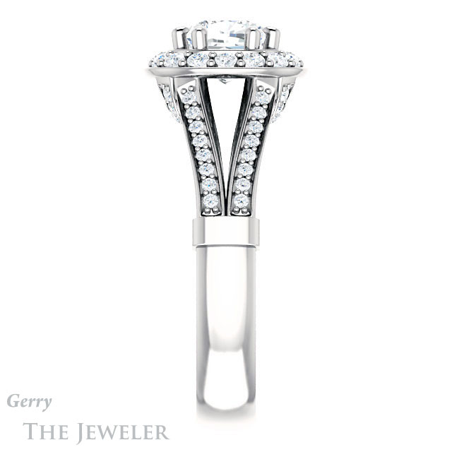 Cushion Cut Forever One Moissanite Engagement Ring #GTJ1006-cushion-fo-w 3 Cushion Cut Forever One Moissanite Engagement Ring #GTJ1006-cushion-fo-w