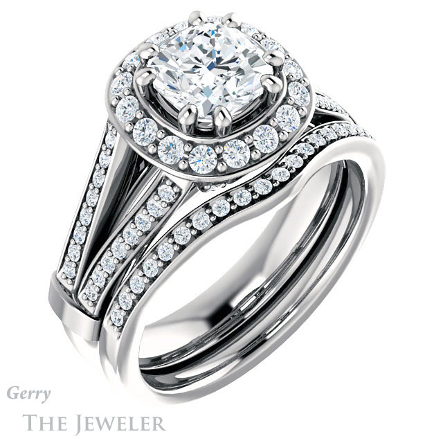 Cushion Cut Forever One Moissanite Engagement Ring #GTJ1006-cushion-fo-w 6 Cushion Cut Forever One Moissanite Engagement Ring #GTJ1006-cushion-fo-w