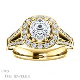 Cushion Cut Forever One Moissanite Engagement Ring #GTJ1006-cushion-fo-y