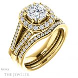 Cushion Cut Forever One Moissanite Engagement Ring #GTJ1006-cushion-fo-y