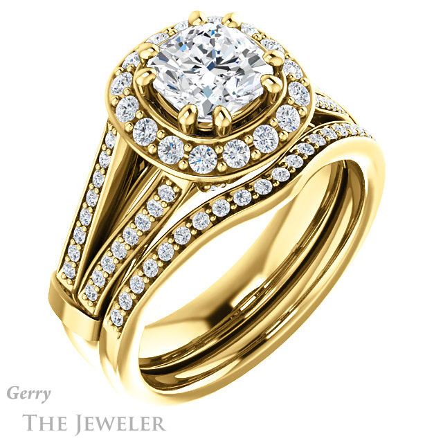 Cushion Cut Forever One Moissanite Engagement Ring #GTJ1006-cushion-fo-y