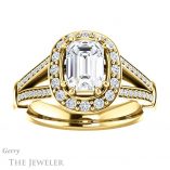 Emerald Cut Forever One Moissanite Engagement Ring #GTJ1006-emerald-fb-y 1 Emerald Cut Forever Brilliant Moissanite Engagement Ring #GTJ1006-emerald-fb-y