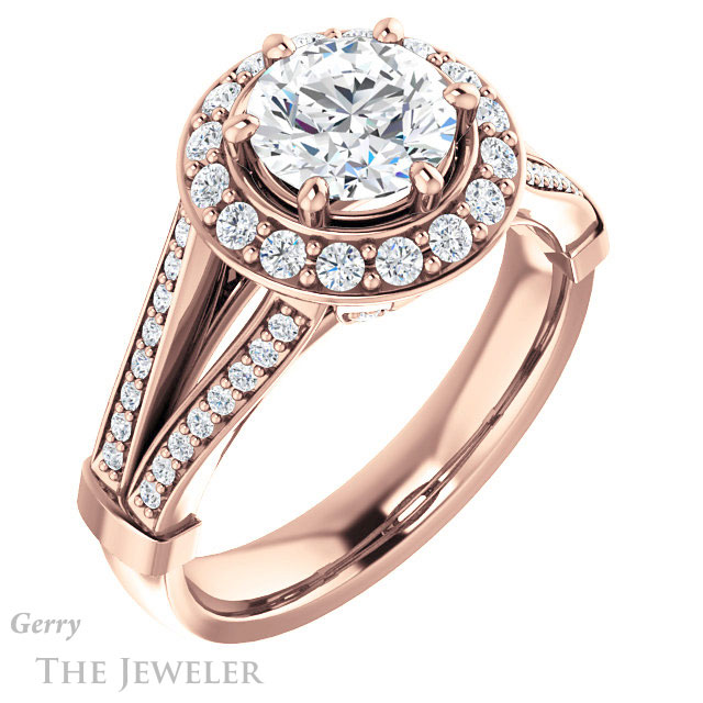 Round Cut Forever One Moissanite Engagement Ring #GTJ1006-round-fo-r 4 Round Cut Forever One Moissanite Engagement Ring #GTJ1006-round-fo-r