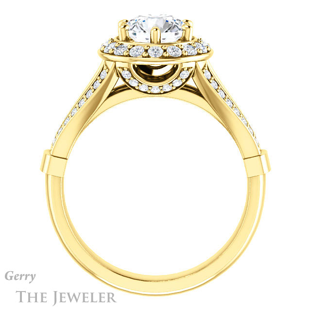 Round Cut Forever One Moissanite Engagement Ring #GTJ1006-round-fo-y