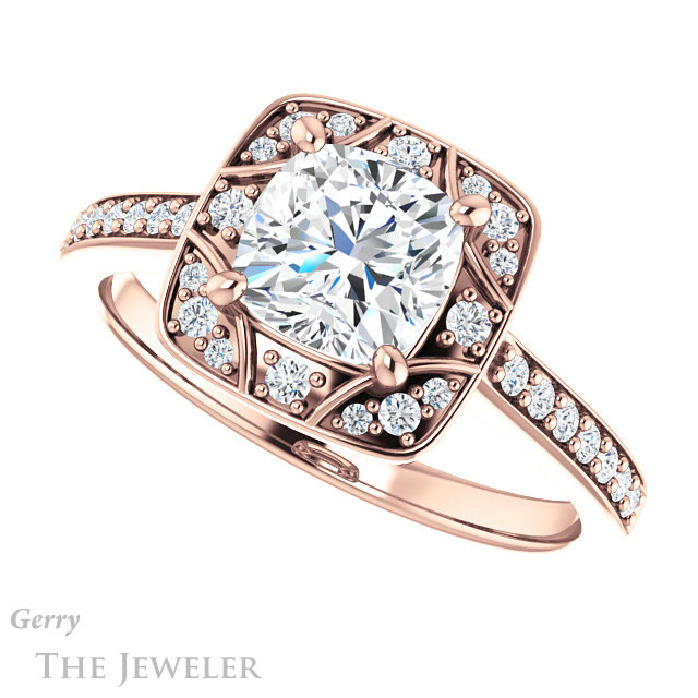 Cushion Cut Forever One Moissanite Engagement Ring #GTJ1009-cushion-fo-r 5 Cushion Cut Forever One Moissanite Engagement Ring #GTJ1009-cushion-fo-r