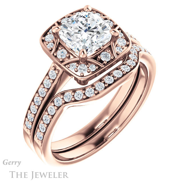 Cushion Cut Forever One Moissanite Engagement Ring #GTJ1009-cushion-fo-r 6 Cushion Cut Forever One Moissanite Engagement Ring #GTJ1009-cushion-fo-r