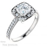 Cushion Cut Forever One Moissanite Engagement Ring #GTJ1009-cushion-fo-w 4 Cushion Cut Forever One Moissanite Engagement Ring #GTJ1009-cushion-fo-w