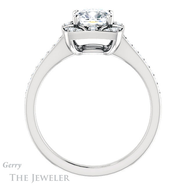 Cushion Cut Forever One Moissanite Engagement Ring #GTJ1009-cushion-fo-w 2 Cushion Cut Forever One Moissanite Engagement Ring #GTJ1009-cushion-fo-w
