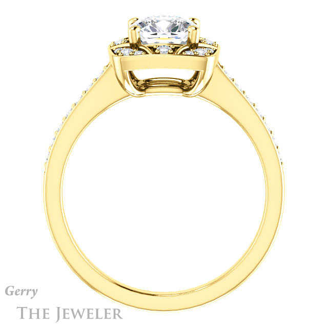Cushion Cut Forever One Moissanite Engagement Ring #GTJ1009-cushion-fo-y