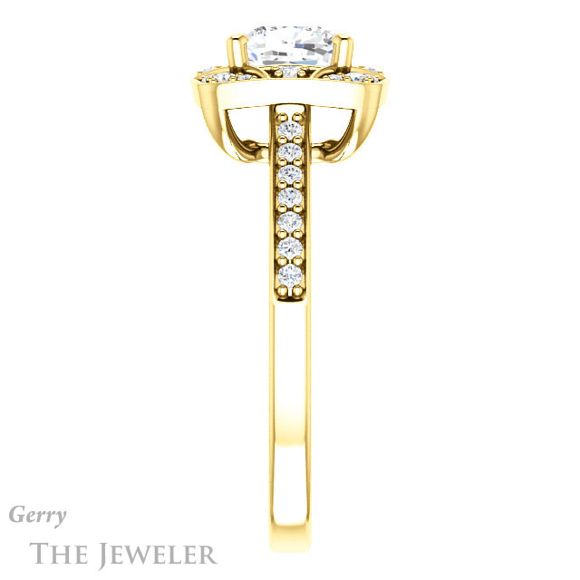 Cushion Cut Forever One Moissanite Engagement Ring #GTJ1009-cushion-fo-y 3 Cushion Cut Forever One Moissanite Engagement Ring #GTJ1009-cushion-fo-y