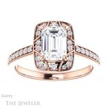 Emerald Cut Forever One Moissanite Engagement Ring #GTJ1009-emerald-fb-r 1 Emerald Cut Forever Brilliant Moissanite Engagement Ring #GTJ1009-emerald-fb-r
