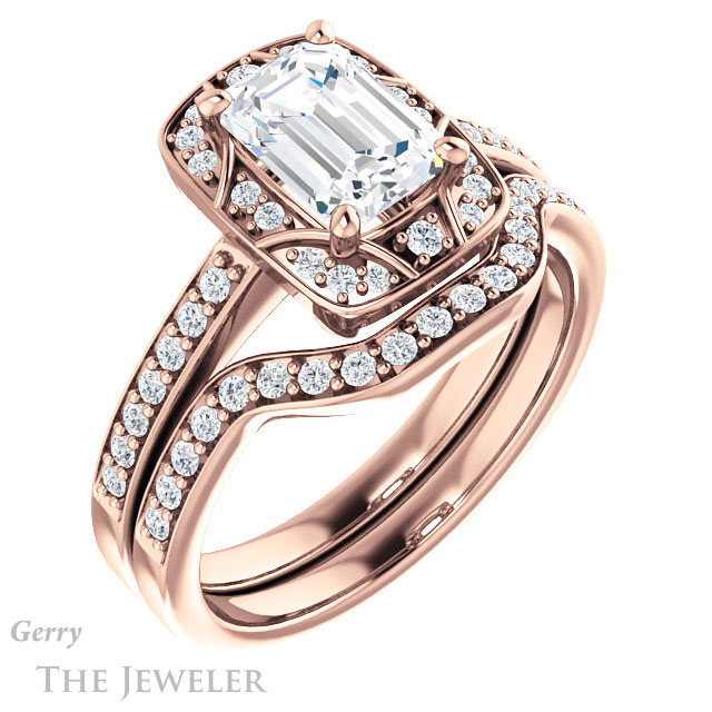 Emerald Cut Forever One Moissanite Engagement Ring #GTJ1009-emerald-fb-r 6 Emerald Cut Forever Brilliant Moissanite Engagement Ring #GTJ1009-emerald-fb-r