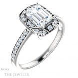 Emerald Cut Forever One Moissanite Engagement Ring #GTJ1009-emerald-fb-w 4 Emerald Cut Forever Brilliant Moissanite Engagement Ring #GTJ1009-emerald-fb-w