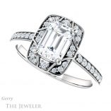 Emerald Cut Forever One Moissanite Engagement Ring #GTJ1009-emerald-fb-w 5 Emerald Cut Forever Brilliant Moissanite Engagement Ring #GTJ1009-emerald-fb-w