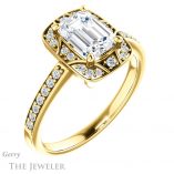 Emerald Cut Forever Brilliant Moissanite Engagement Ring #GTJ1009-emerald-fb-y