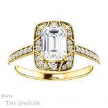 Emerald Cut Forever Brilliant Moissanite Engagement Ring #GTJ1009-emerald-fb-y