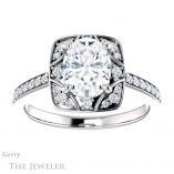 Oval Shaped Forever One Moissanite Engagement Ring #GTJ1009-oval-fo-w 1 Oval Shaped Forever One Moissanite Engagement Ring #GTJ1009-oval-fo-w