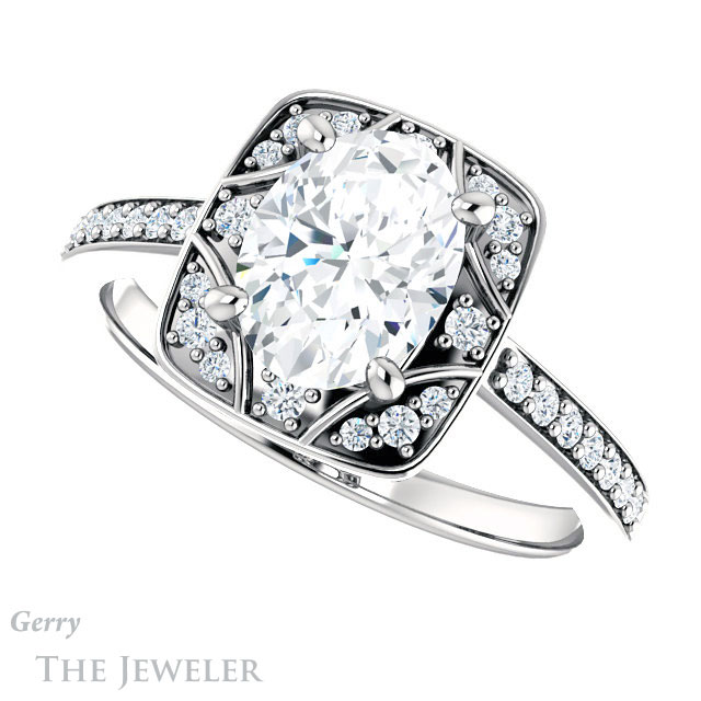 Oval Shaped Forever One Moissanite Engagement Ring #GTJ1009-oval-fo-w 5 Oval Shaped Forever One Moissanite Engagement Ring #GTJ1009-oval-fo-w