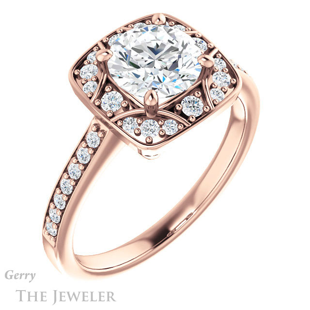 Round Cut Forever One Moissanite Engagement Ring #GTJ1009-round-fo-r 4 Round Cut Forever One Moissanite Engagement Ring #GTJ1009-round-fo-r