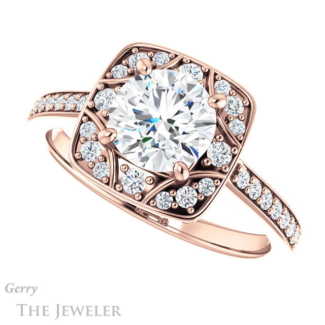 Round Cut Forever One Moissanite Engagement Ring #GTJ1009-round-fo-r 5 Round Cut Forever One Moissanite Engagement Ring #GTJ1009-round-fo-r