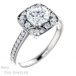 Round Cut Forever One Moissanite Engagement Ring #GTJ1009-round-fo-w 4 Round Cut Forever One Moissanite Engagement Ring #GTJ1009-round-fo-w