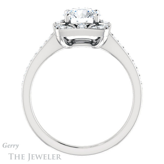 Round Cut Forever One Moissanite Engagement Ring #GTJ1009-round-fo-w