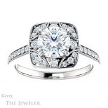 Round Cut Forever One Moissanite Engagement Ring #GTJ1009-round-fo-w 1 Round Cut Forever One Moissanite Engagement Ring #GTJ1009-round-fo-w