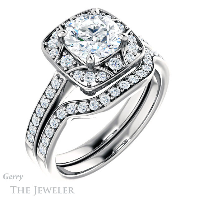 Round Cut Forever One Moissanite Engagement Ring #GTJ1009-round-fo-w 6 Round Cut Forever One Moissanite Engagement Ring #GTJ1009-round-fo-w