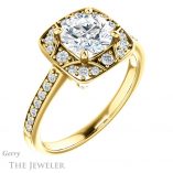 Round Cut Forever One Moissanite Engagement Ring #GTJ1009-round-fo-y 4 Round Cut Forever One Moissanite Engagement Ring #GTJ1009-round-fo-y