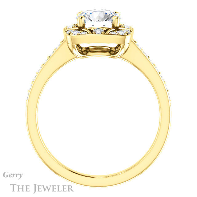 Round Cut Forever One Moissanite Engagement Ring #GTJ1009-round-fo-y