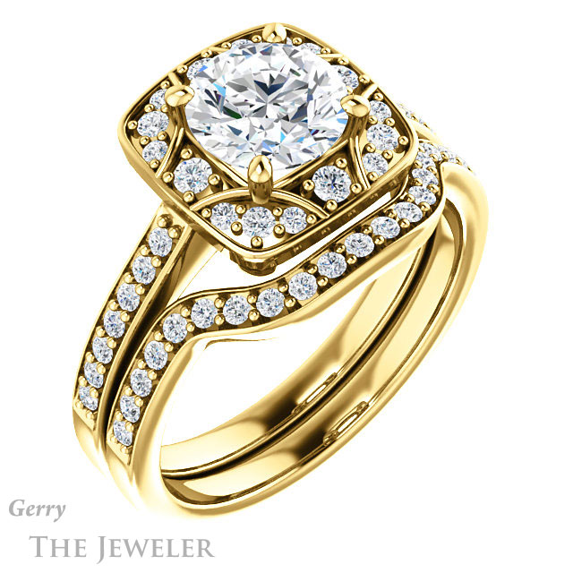 Round Cut Forever One Moissanite Engagement Ring #GTJ1009-round-fo-y 6 Round Cut Forever One Moissanite Engagement Ring #GTJ1009-round-fo-y
