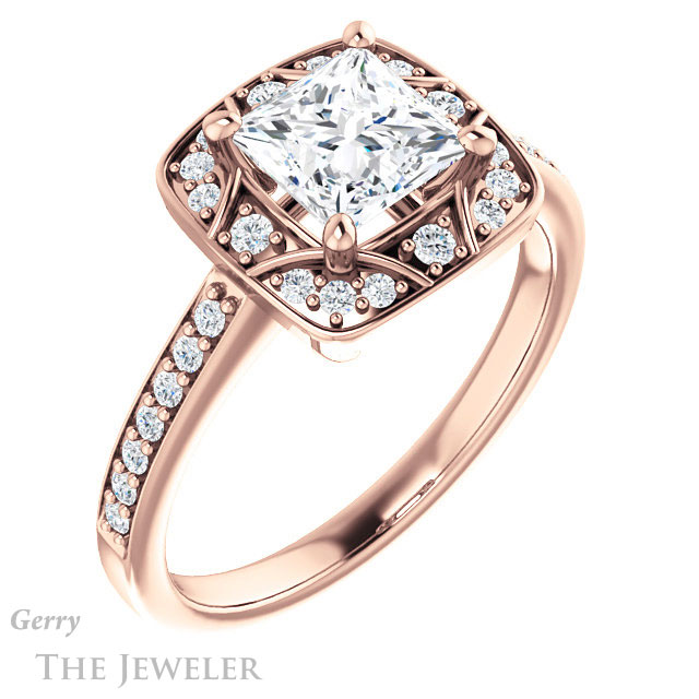 Princess Cut Forever One Moissanite Engagement Ring #GTJ1009-square-fo-r 4 Princess Cut Forever One Moissanite Engagement Ring #GTJ1009-square-fo-r