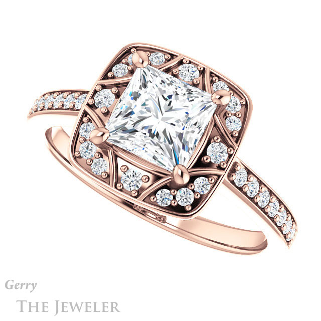 Princess Cut Forever One Moissanite Engagement Ring #GTJ1009-square-fo-r 5 Princess Cut Forever One Moissanite Engagement Ring #GTJ1009-square-fo-r