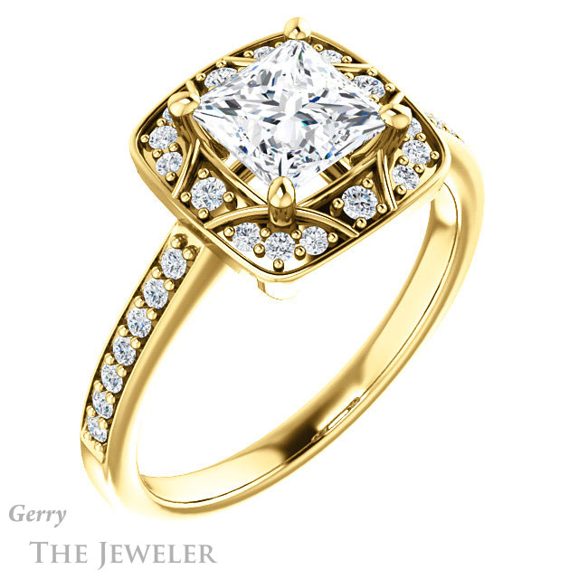 Princess Cut Forever One Moissanite Engagement Ring #GTJ1009-square-fo-y 4 Princess Cut Forever One Moissanite Engagement Ring #GTJ1009-square-fo-y